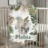couverture bébé personnalisée sur le thème de la savane avec un elephant
